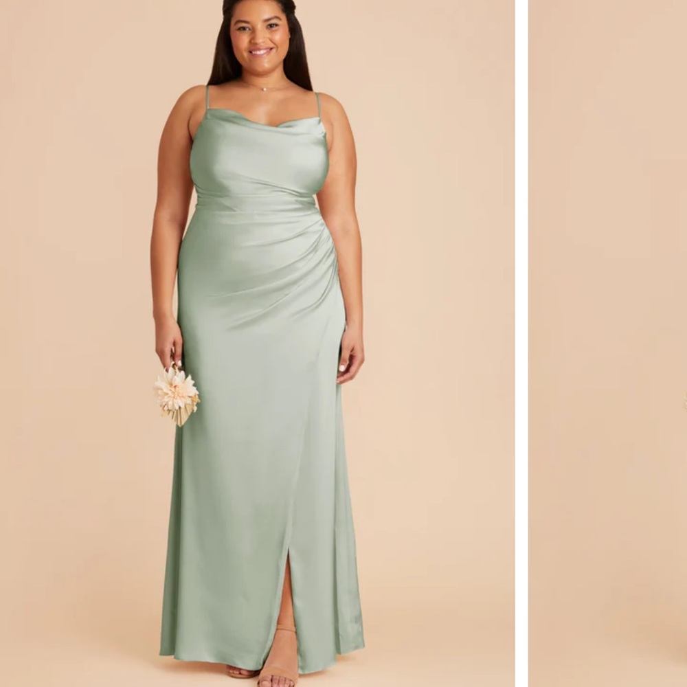 BIRD GREY matte satin sage dress - size XXL (14-16)